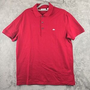 Lacoste Polo Shirt Mens Size 6 XL Red Cotton Short Sleeve‎ White Alligator